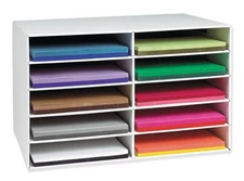Classroom Keepers 12" x 18" Construction Paper Storage, 10-Slot, White, 17" H...