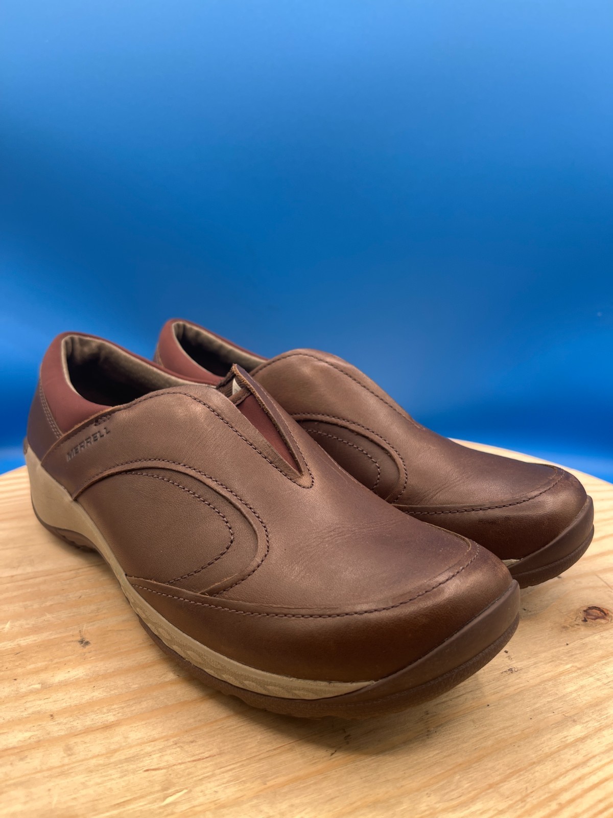 Scarpe zoccoli Merrell Encore QFORM 2 donna taglia 10 EU41 pelle marrone comode slip on