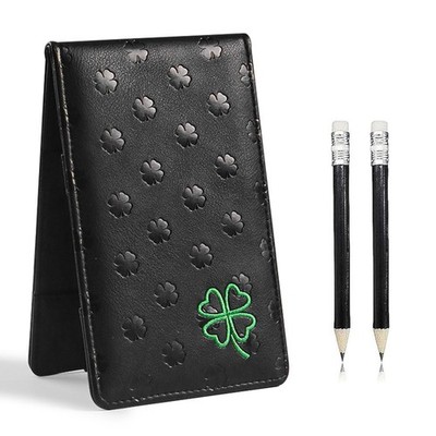 FINGER TEN Golf Scorecard Holder with 2 Free Pencils Value Black-Lucky Clover 