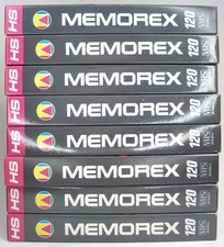 Vintage VHS Tape Lot of 8 Used Tapes Memorex Model 120 HS with Cases