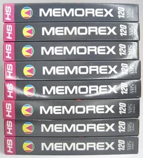 Vintage VHS Tape Lot of 8 Used Tapes Memorex Model 120 HS with Cases