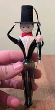 Vintage De Carlini Dapper Man With Rose Christmas Ornament Rare