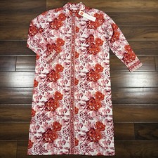 Jude Connally Women's Size Large Painted Blooms Martha Cotton Voile Midi Dress