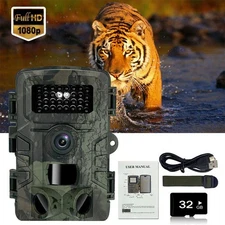 36MP 4K Trail Camera  Hunting Game Camera No Glow LED Infrared Night Vision+32GB