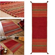 Stripe Red Kilim Rug inspired Ethnic Living Room Kilim carpet Indian ArtisticMat