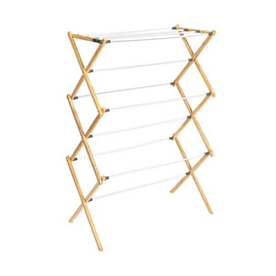 Household Essentials X-Frame Clothes Drying Rack, 15'', Natural/White Pine 