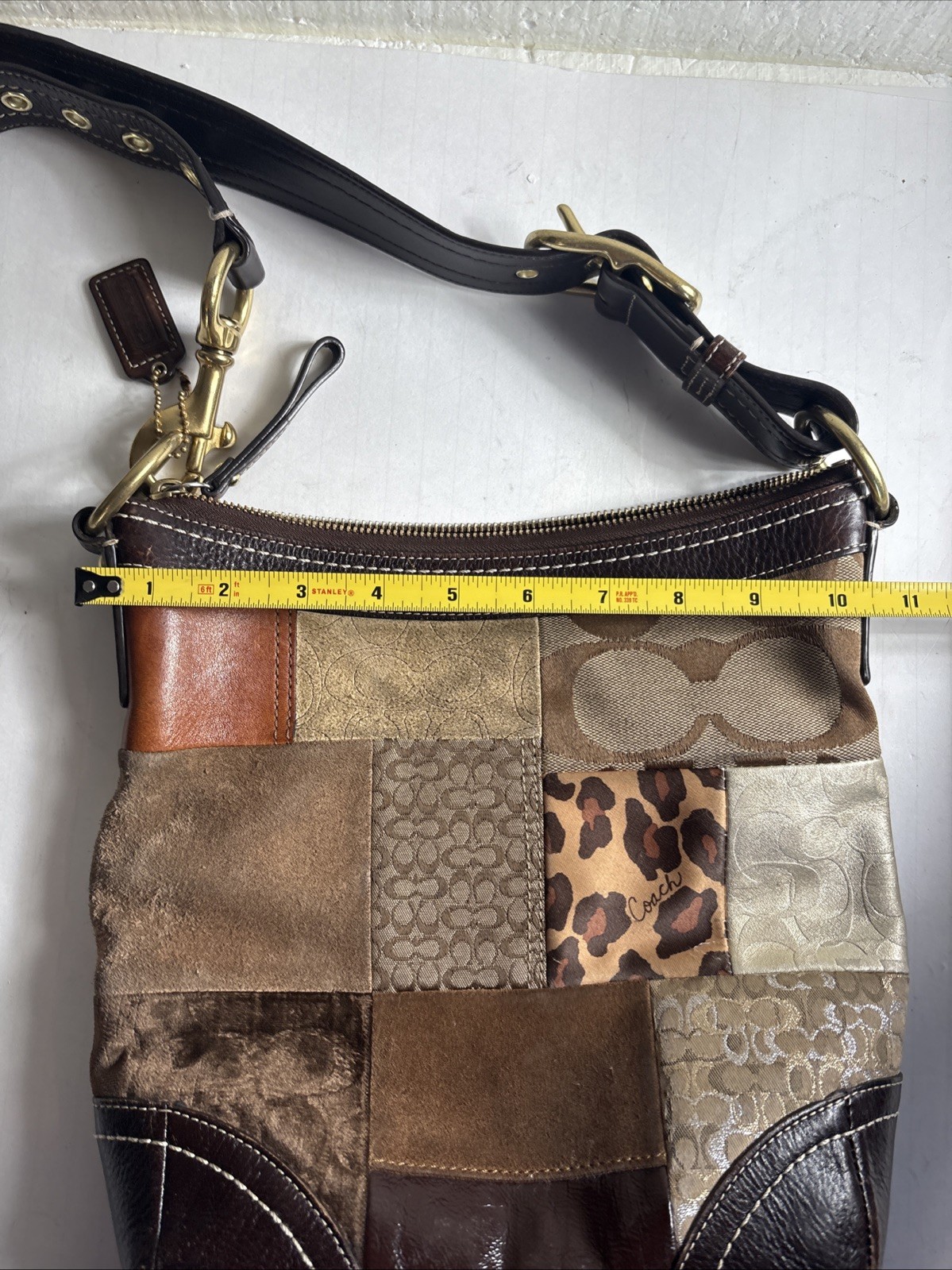 COACH Rare Patchwork Leopard Print Shoulder Cross… - image 9