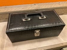 VG 70s Black Alligator Pattern 30 Cassette Tape Holder Carrying Case