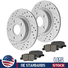 278mm For 2014 2015 Mazda 6 Rear Drilled Disc Rotors Ceramic Brake Pads