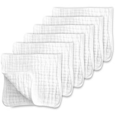 CottCare Muslin Burp Cloths for Baby 100 20x10 Inch Pack of 6 , White