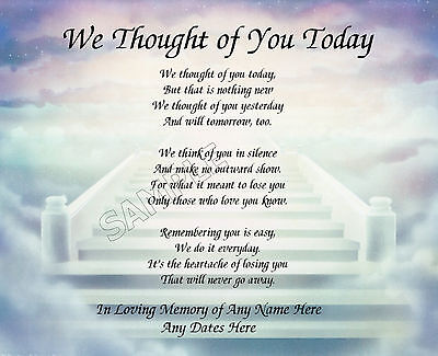 WE THOUGHT OF YOU TODAY PRAYER PERSONALIZED ART POEM MEMORY GIFT | eBay