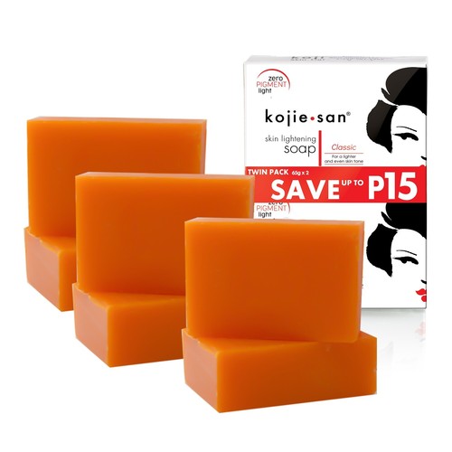 Savon acide kojique éclaircissant pour la peau original Kojie San - 6 barres, 65 g - filet à savon GRATUIT - Photo 1 sur 8