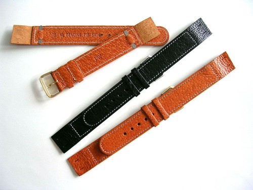 18 mm XL schwarz Open End echtes Schweinsleder Uhrenarmband für Drahtverschluss Uhren IW SUISSE - Bild 8 von 8