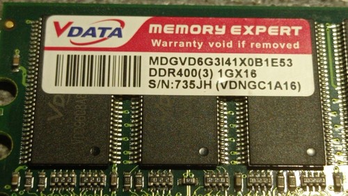 RAM VDATA. MDGVD6G3I41X0B1E53 DDR400(3) 1GBX16 S/N735JH VDNGC1A16 - Foto 3 di 3
