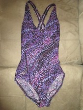 NWOT SPEEDO Racer Sz 8 PurpleLavPinkBlk 1-Pc Swimsuit Retail 76