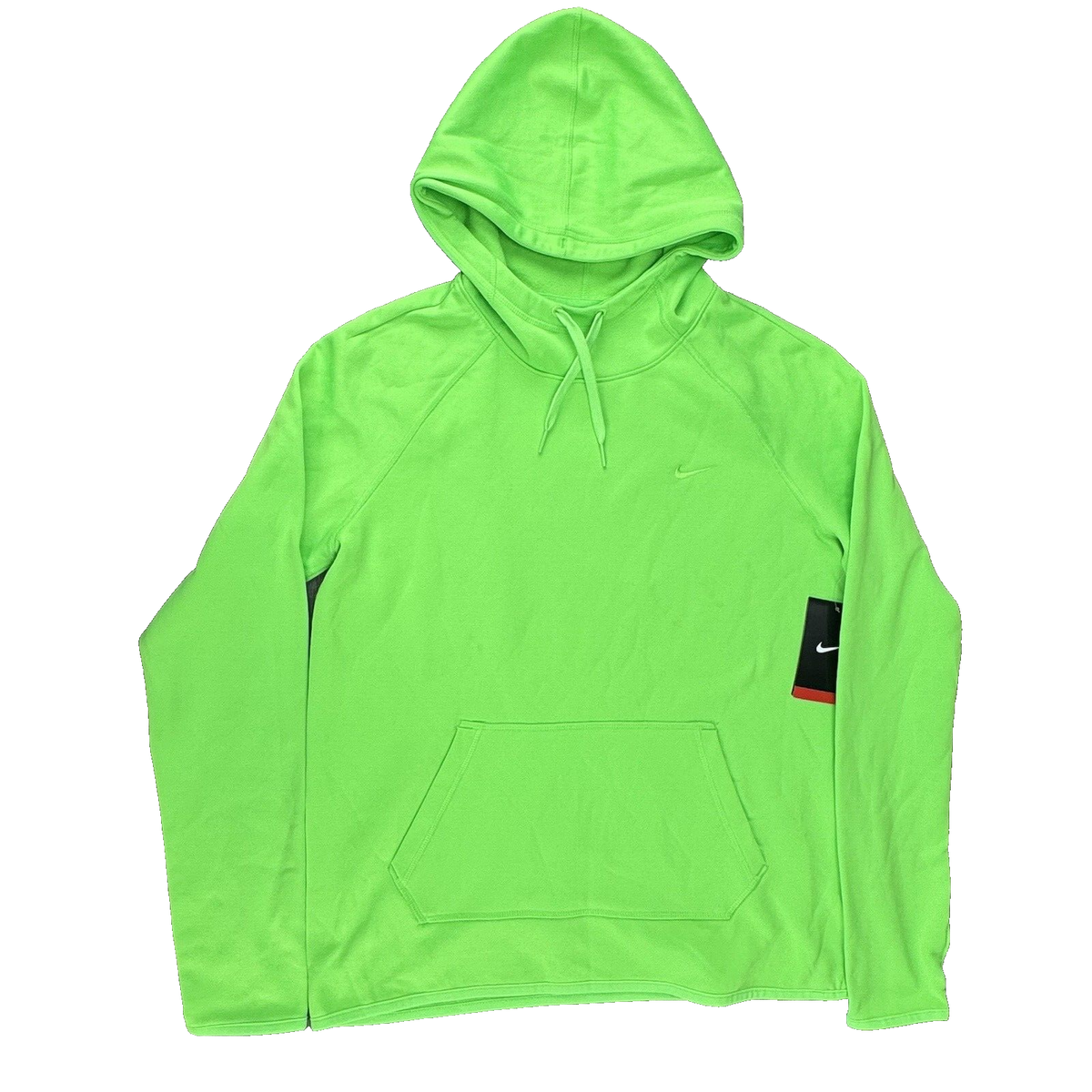 Nike Dri-Fit Hoodie Women's Large Neon Green Thumb Hole Raglan