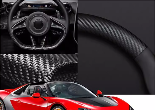 15" PU Leather+Carbon fiber Steering Wheel Cover For Alfa Romeo All models - Picture 7 of 9