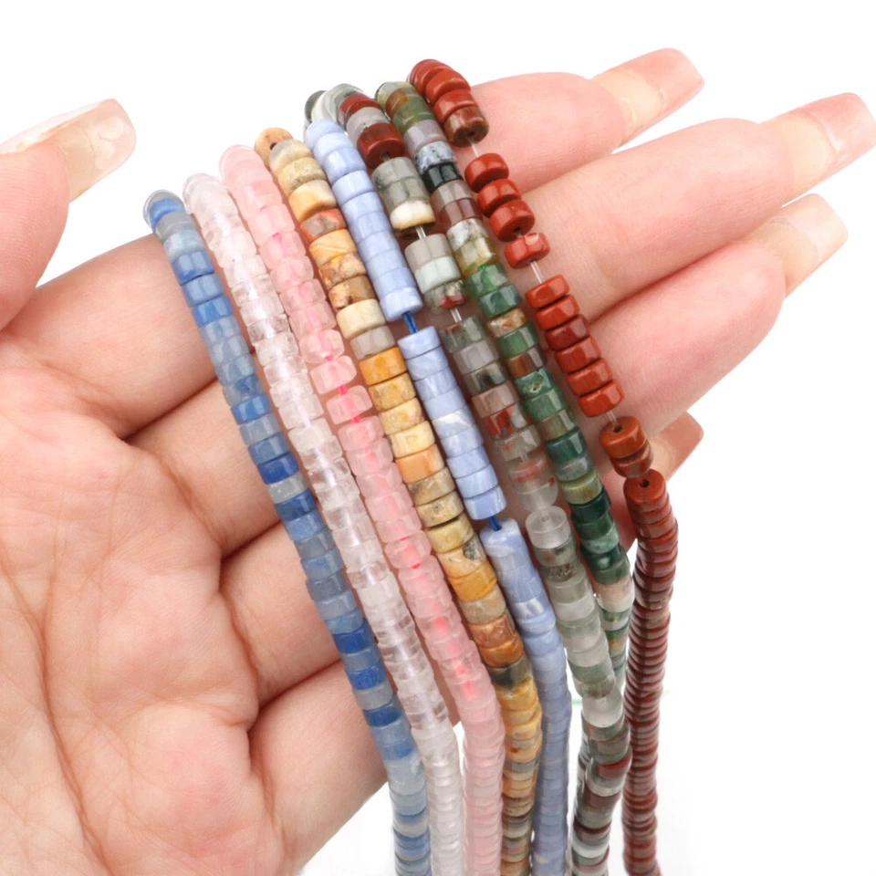 150 Edelstein Heishi-Reifenform Schlauchstein 2x4mm Abstandshalter-lose Perlen - Bild 3 von 4