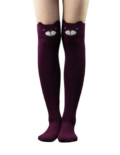 Mujeres Niñas Gato Oso Dibujos Animados Calcetines Largos Rodilla Medias Altas Negro Azul Gris - Imagen 5 de 7
