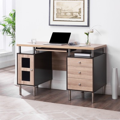 Elsy Contemporary Two-Tone Desk by Naomi Home Espresso Natural