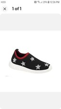 DKNY Girls Allie Star Printed Black Red Slip-On Sneakers Size 5