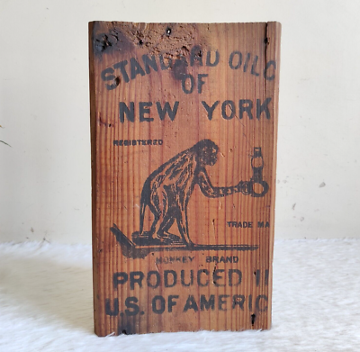 1920s Vintage Monkey Brand Standard Oil of New York Wooden Sign