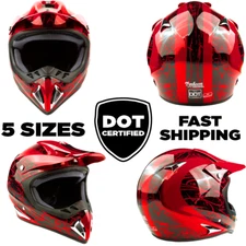 New Adult Dirt Bike Red Helmet ATV Off Road ORV Motocross Men Women DOT Typhoon
