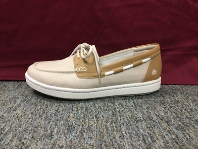 New Women’s Clarks 26141492 Off White Step Glow Lite Boat Shoes Size Wide 