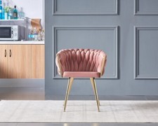 Velvet Dining Chair with Door Knocker Ring Windsor Dressing Room Chair 1/2/4/6