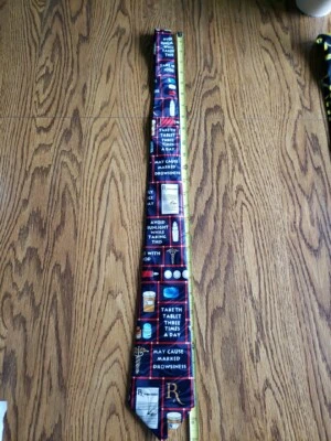 Steven Harris Pharmacist RX Prescription Pills All Over Print Men's Necktie Vtg - Image 1 of 4