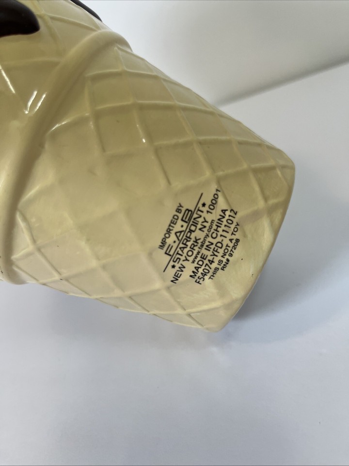 FAB Starpoint Ice Cream Cone Coin Piggy Bank 8" w/Sprinkles & Cherry On