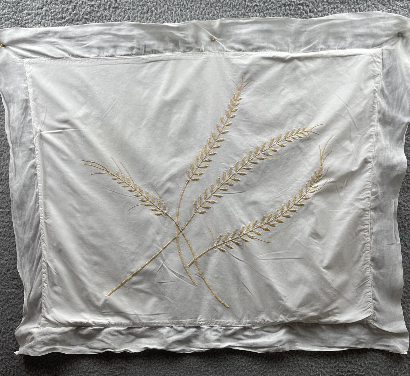 Pottery Barn Shams Set 2 White Indian Cotton Standard 24x30 Embroidered