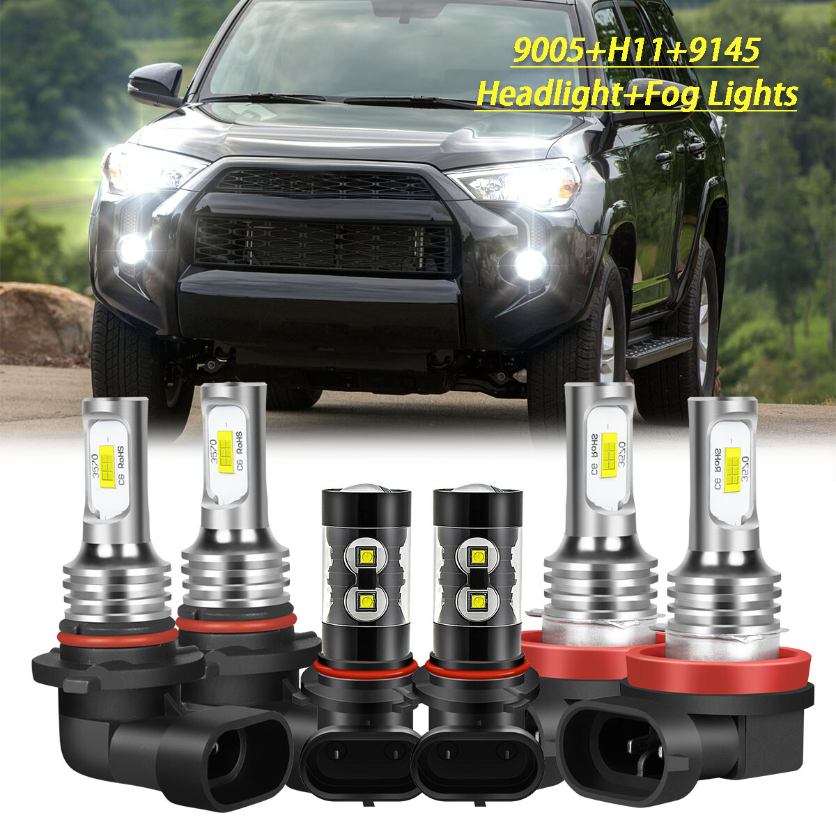 2006-2009 Toyota 4Runner LED Headlight & Fog Light Bulbs Combo  