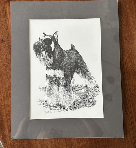 Signed Art Lithograph Print Schnauzer Dog New Sealed Van Loan Studio 1990 - Picture 2 of 7