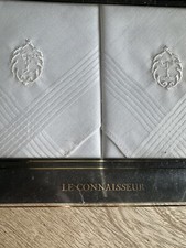 VINTAGE CHRISTIAN DIOR SET White Monogrammed Handkerchiefs LE CONNAISSEUR Sealed