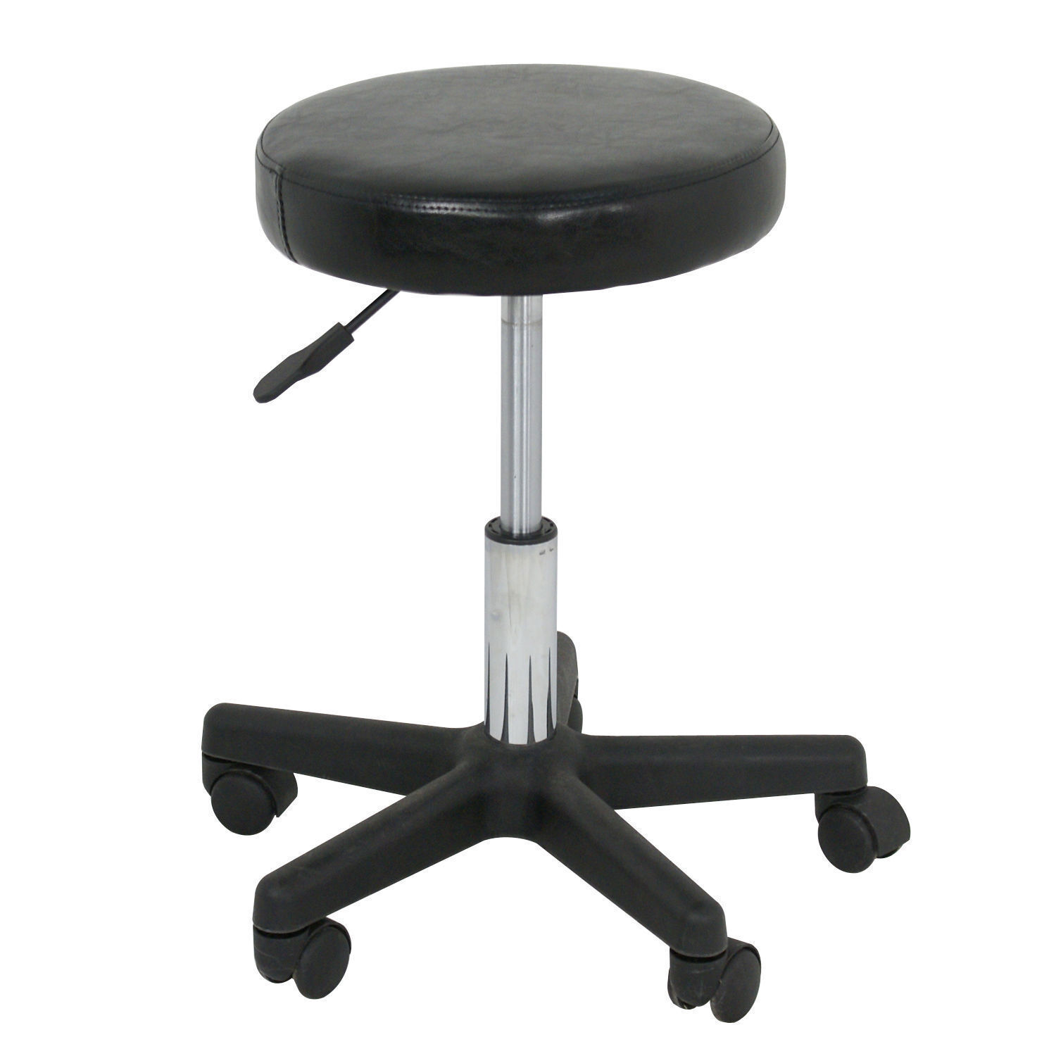 Rolling Stool Round PU Leather Salon Stool Chair Height Adjustable with Wheels 