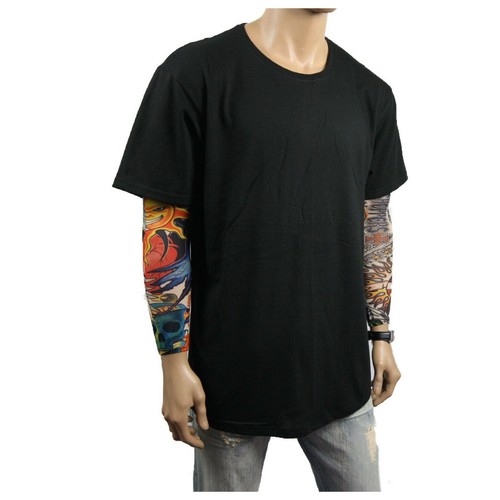 Men T-Shirt Plain Long Extended Casual Crew Neck Fashion Hipster Big Tall S-5XL - Picture 14 of 39