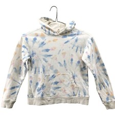 Crewcuts Tie Dye Hoodie Girls L 10-12 White Blue Cotton Pullover