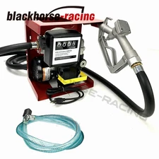 110V Electric Diesel Oil Fuel Transfer Pump W/Meter 13ft Hose Nozzle Set