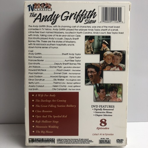 The Andy Griffith Show DVD 2003 2-Disc Set, 8 Episodes, Black & White TV Classic - Picture 3 of 5