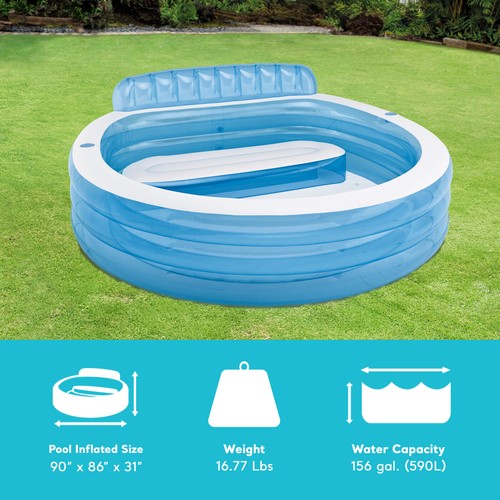 Intex Swim Center aufblasbarer Familien Lounge Pool mit eingebauter Bank (gebraucht) - Bild 4 von 11