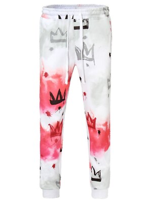 Victorious Men's Casual Gel Print KING Tie Dye Fleece Set ST874