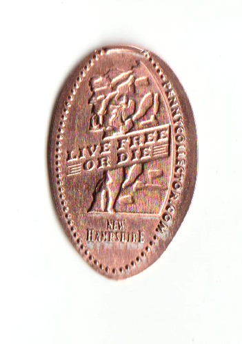 Länglicher Penny "Live Free or Die - New Hampshire" Common Man Roadside Hooksett NH
