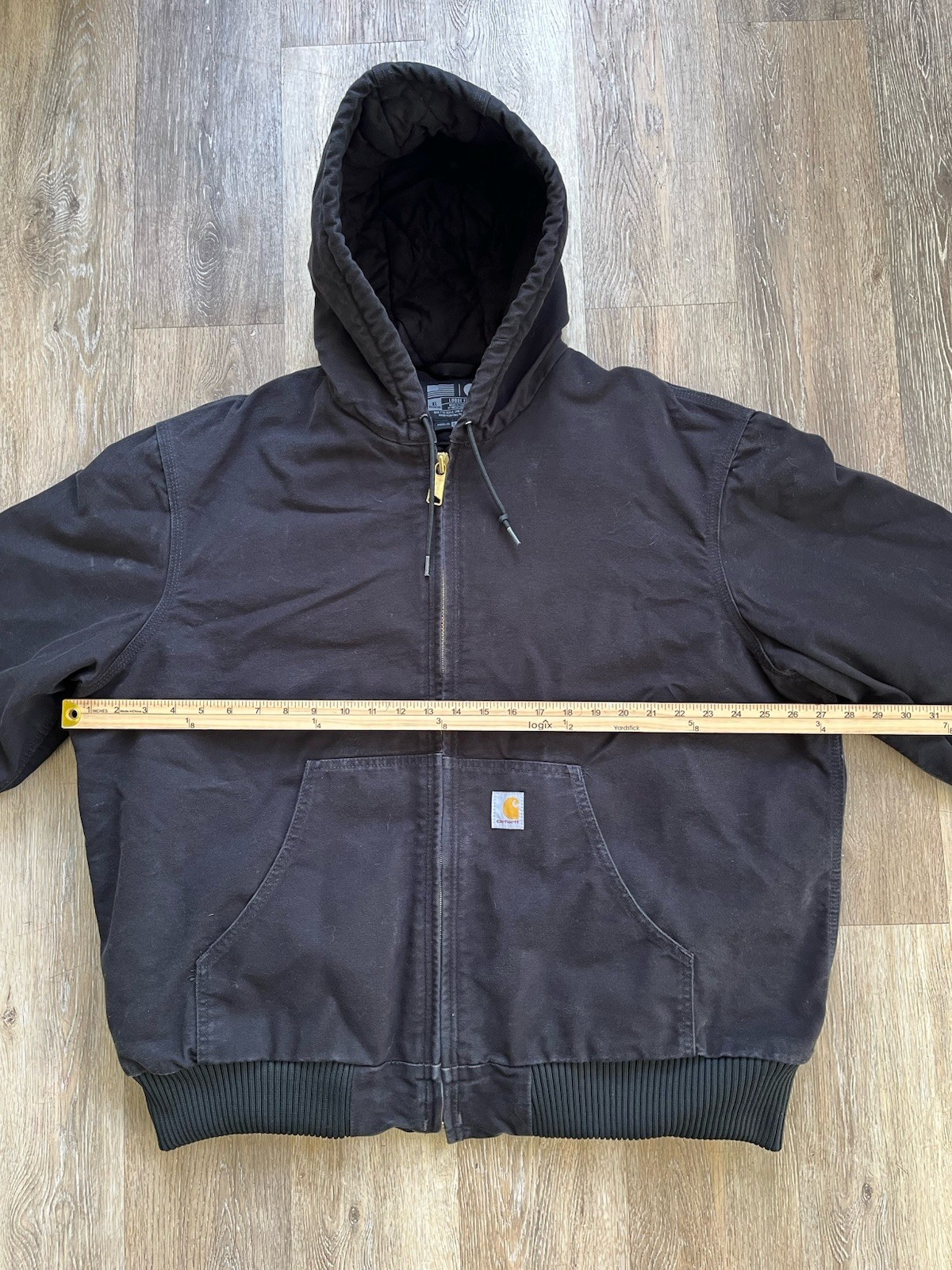 Carhartt J140 BLK Duck Canvas Active Jacket Black Quilted Flannel USA ...