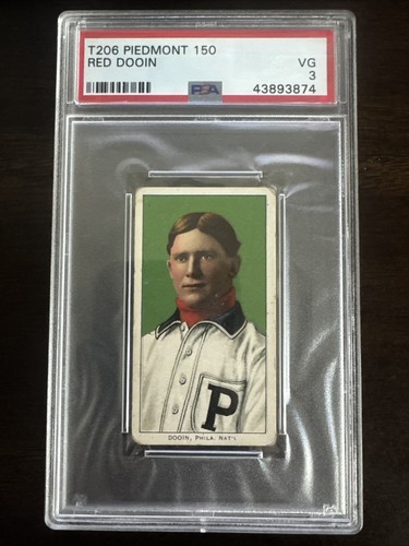 1909-11 T206 Piedmont Red Dooin 150/25 Philadelphia Phillies PSA 3 VG Nice Color