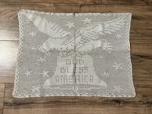 Vintage God Bless America Liberty Bell Crochet Piece