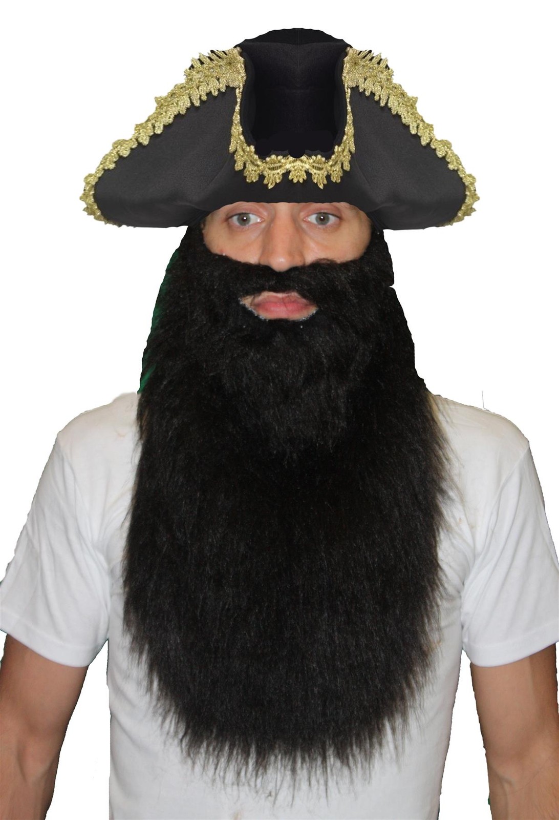 Adults Pirate Captain Blackbeard Hat & Beard Fancy Dress Costume Accessory