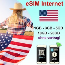 eSIM Karte f&uuml;r USA &ndash; Kein Vertrag, Keine SIM, Nur QR-Code - LTE/5G | Travel Sim