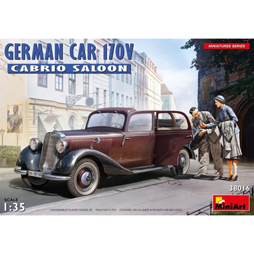 GERMAN CAR 170V CABRIO SALOON KIT 1:35 Miniart Kit Auto Modellino Nuovo - Immagine 3 di 3