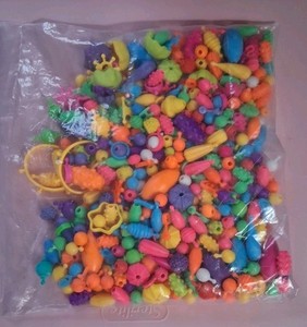 Large Lot Snap Beads Jewelry for Kids 200 Plus Pieces Rubber & Plastic